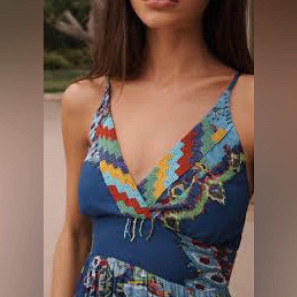 ANTHROPOLOGIE BAROK Tiered Printed Maxi Dress Size M - Picture 3 of 4
